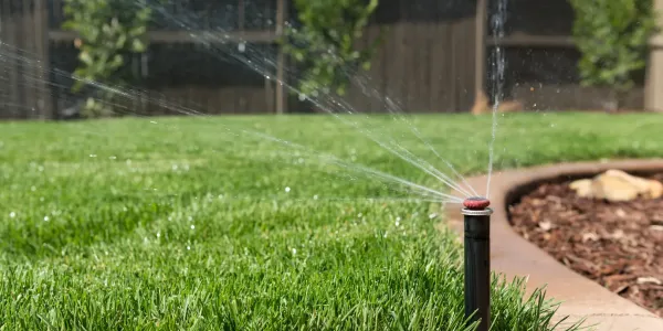 sprinkler watering lawn